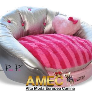 Sofa Cama Plata y Fucsia