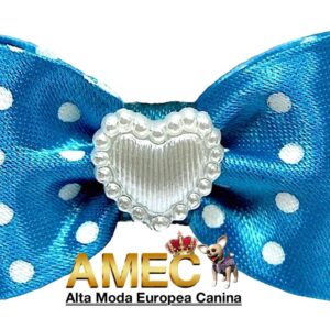 Lazo Azul Corazon Tejido