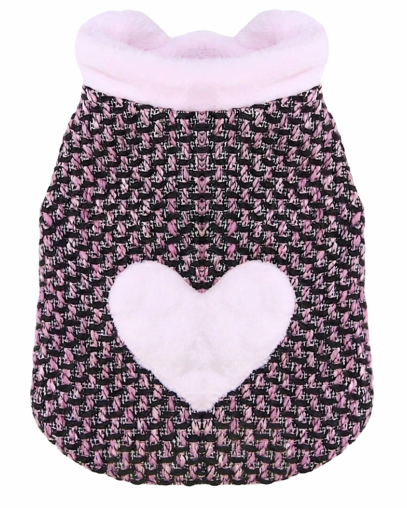 abrigo perros color rosa tela chanel